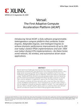 Versal, the First Adaptive Compute Acceleration Platform (ACAP)