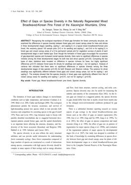 Effect of Gaps on Species Diversity in the Naturally Regenerated Mixed