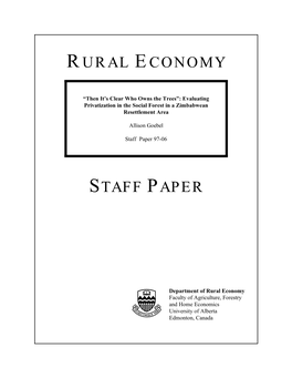 Rural Economy Staff Paper