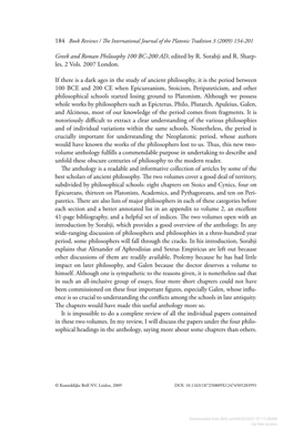 Downloaded from Brill.Com09/25/2021 07:17:28AM Via Free Access Book Reviews / Th E International Journal of the Platonic Tradition 3 (2009) 154-201 185