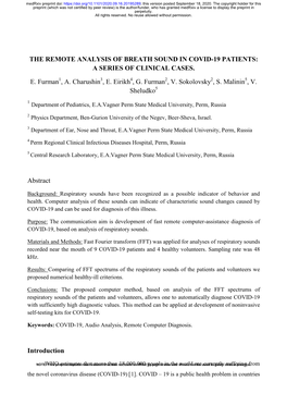 The Remote Analysis of Breath Sound in Covid-19 Patients: a Series of Clinical Cases