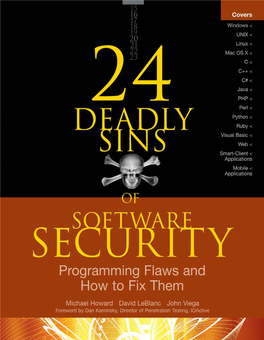 24 DEADLY SINS of SOFTWARE SECURITY Programming Flaws and How to Fix Them