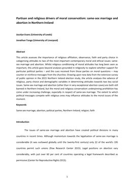 Partisan and Religious Drivers of Moral Conservatism: Same-Sex Marriage and Abortion in Northern Ireland