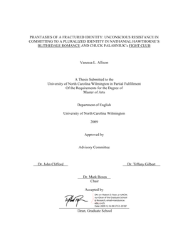 Phantasies of a Fractured Identity: Unconscious Resistance in Committing to a Pluralized Identity in Nathanial Hawthorne's