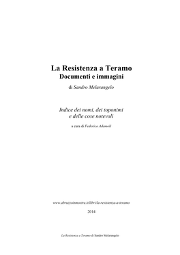 La Resistenza a Teramo Documenti E Immagini