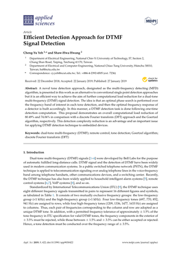 Efficient Detection Approach for DTMF Signal Detection