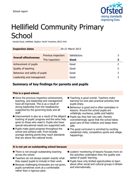 Hellifield Community Primary School Kendal Road, Hellifield, Skipton, North Yorkshire, BD23 4HA