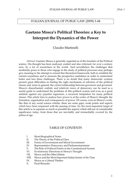 Gaetano Mosca's Political Theories