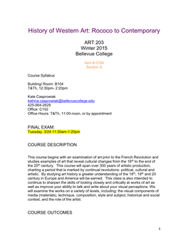 History of Western Art: Rococo to Contemporary