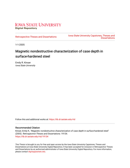 Magnetic Nondestructive Characterization of Case Depth in Surface-Hardened Steel