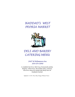 Deli-Bakery Catering Menu