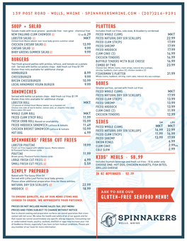 Gluten-Free Seafood Menu! Cooked to Order