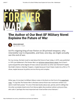 The Author of Our Best SF Military Novel Explains the Future of War ­ Motherboard