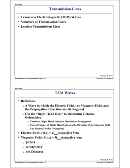 Transmission Lines TEM Waves