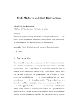 Scale Mixtures and Slash Distributions 1 Introduction