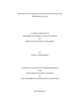Security in and Around Afghanistan Since the Nato Withdrawal in 2014