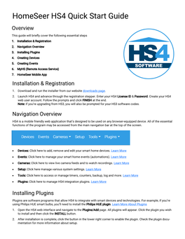 Homeseer HS4 Quick Start Guide Overview