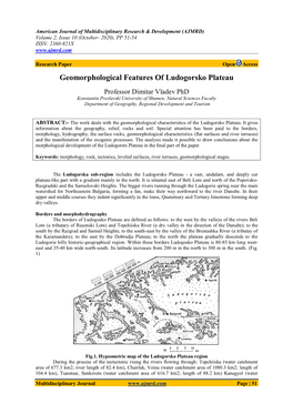 Geomorphological Features of Ludogorsko Plateau