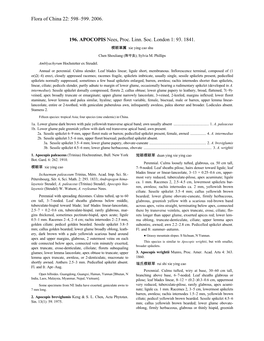 Flora of China 22: 598–599. 2006. 196. APOCOPIS Nees, Proc. Linn