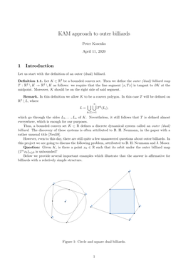 A Mini-Project on KAM Theory and Its Application to Outer Billiards