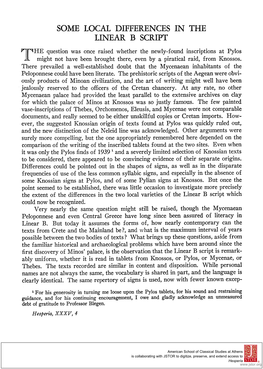 SOME LOCAL DIFFERENCES in the LINEAR B SCRIPT 303 One Side Or the Other, Or on Both