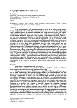 Geographical Indicators for Grapes