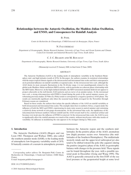 Relationships Between the Antarctic Oscillation, the Madden–Julian Oscillation, and ENSO, and Consequences for Rainfall Analysis