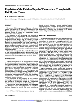 Regulation of the Embden-Meyerhof Pathway in a Transplantable Rat Thyroid Tumor