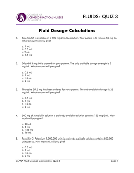 Fluids: Quiz 3