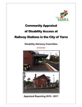 Community Appraisal of Disability Access at Railway Stations in the City of Yarra