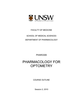 Pharmacology for Optometry