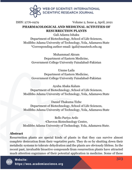 2776-0979 Volume 2, Issue 4, April, 2021 PHARMACOLOGICAL AND