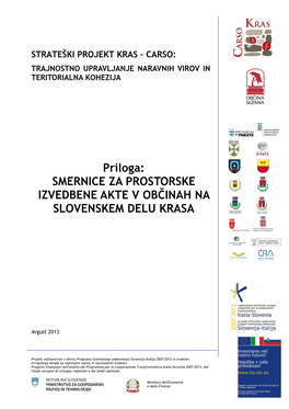 Mernice Za Prostorske Izvedbene Akte V Občinah Na Slovenskem Delu Krasa So Na Voljo V Elektronski Obliki Na Spletni Strani