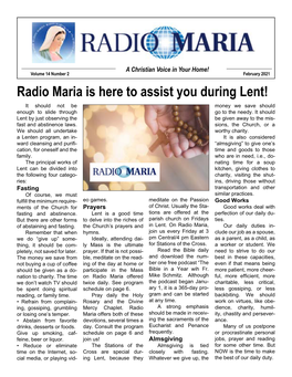 Radio Maria Is Here to Assist You During Lent! It Should Not Be Money We Save Should Enough to Slide Through Go to the Needy
