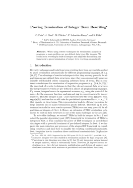 Proving Termination of Integer Term Rewriting*