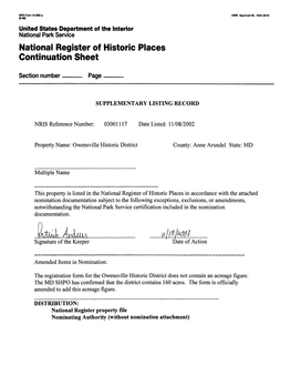 National Register of Historic Places Continuation Sheet