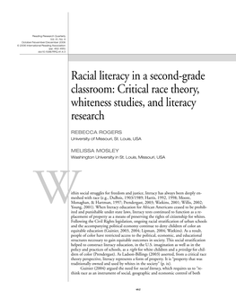 Critical Race Theory, Whiteness Studies, and Literacy Research