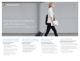 Surface Pro with LTE Commercial External Facing Fact Sheet