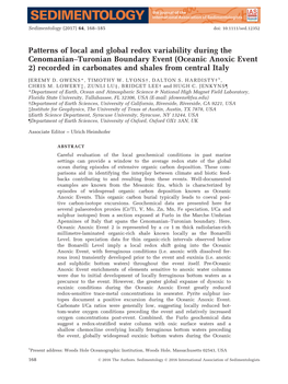 Patterns of Local and Global Redox Variability During the Cenomanian–Turonian Boundary Event (Oceanic Anoxic Event 2)