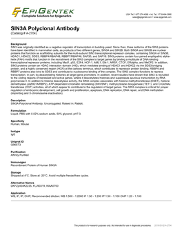 SIN3A Polyclonal Antibody (Catalog # A-2704)
