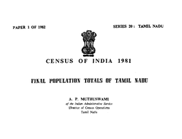 Final Population Totals of Tamil Nadu