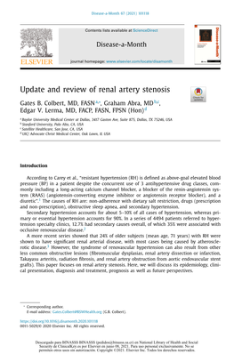 Update and Review of Renal Artery Stenosis