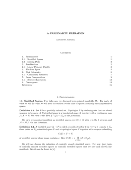 A CARDINALITY FILTRATION Contents 1. Preliminaries 1 1.1