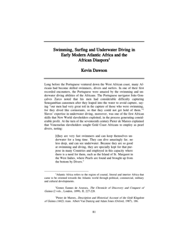 Swimming, Surfing and Underwater Diving in Early Modern Atlantic Africa and the African Diaspora1