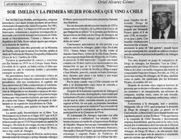 Sor Imelda Y La Primera Mu Jer Foranea Que Vino a Chile