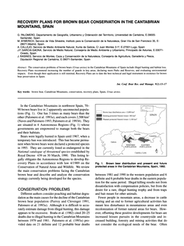 Recovery Plans for Brown Bear Conservation in the Cantabrian