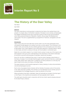 Interim Report No 5 the History of the Daer Valley