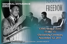 USNS Medgar Evers (T-AKE 13) Christening Ceremony Program Music Grand Pacific Band