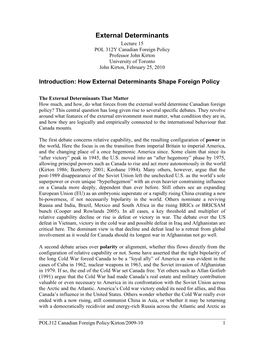 How External Determinants Shape Foreign Policy