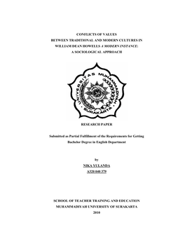 Conflicts of Values Between Traditional and Modern Cultures in William Dean Howells a Modern Instance: a Sociological Approach